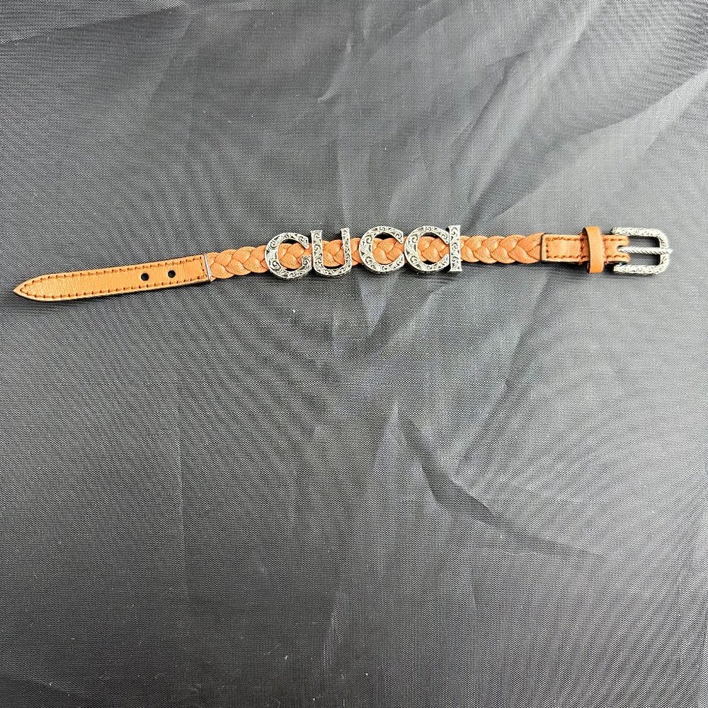 Gucci Garden Leather Bracelet with Silver Logo NEW IN BOX